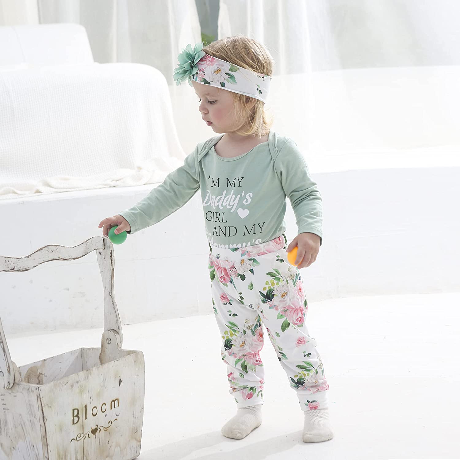 Renotemy Newborn Baby Girl Clothes Outfits Infant Romper Ruffle Floral Pants Cute Toddler Baby Girl Clothes Set - Image 2